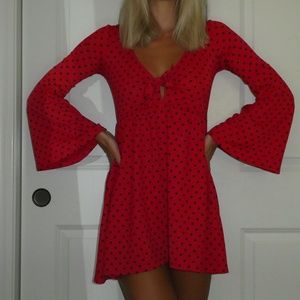 PrettyLittleThing Red Polka Dot Mini Dress